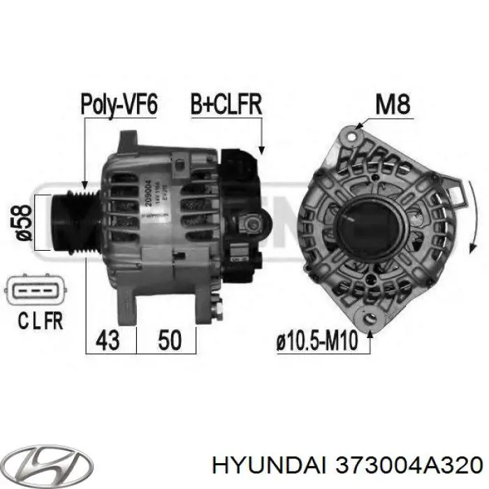 Alternador del motor Hyundai/Kia 373004A320 precio, desde 263,98 EUR