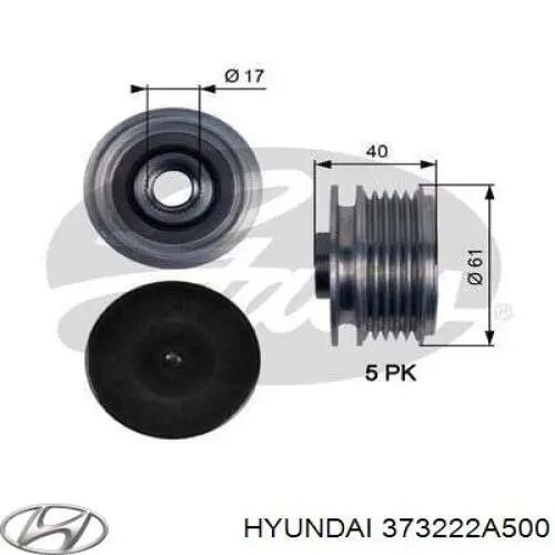 373222A500 Hyundai/Kia Rueda libre alternador 