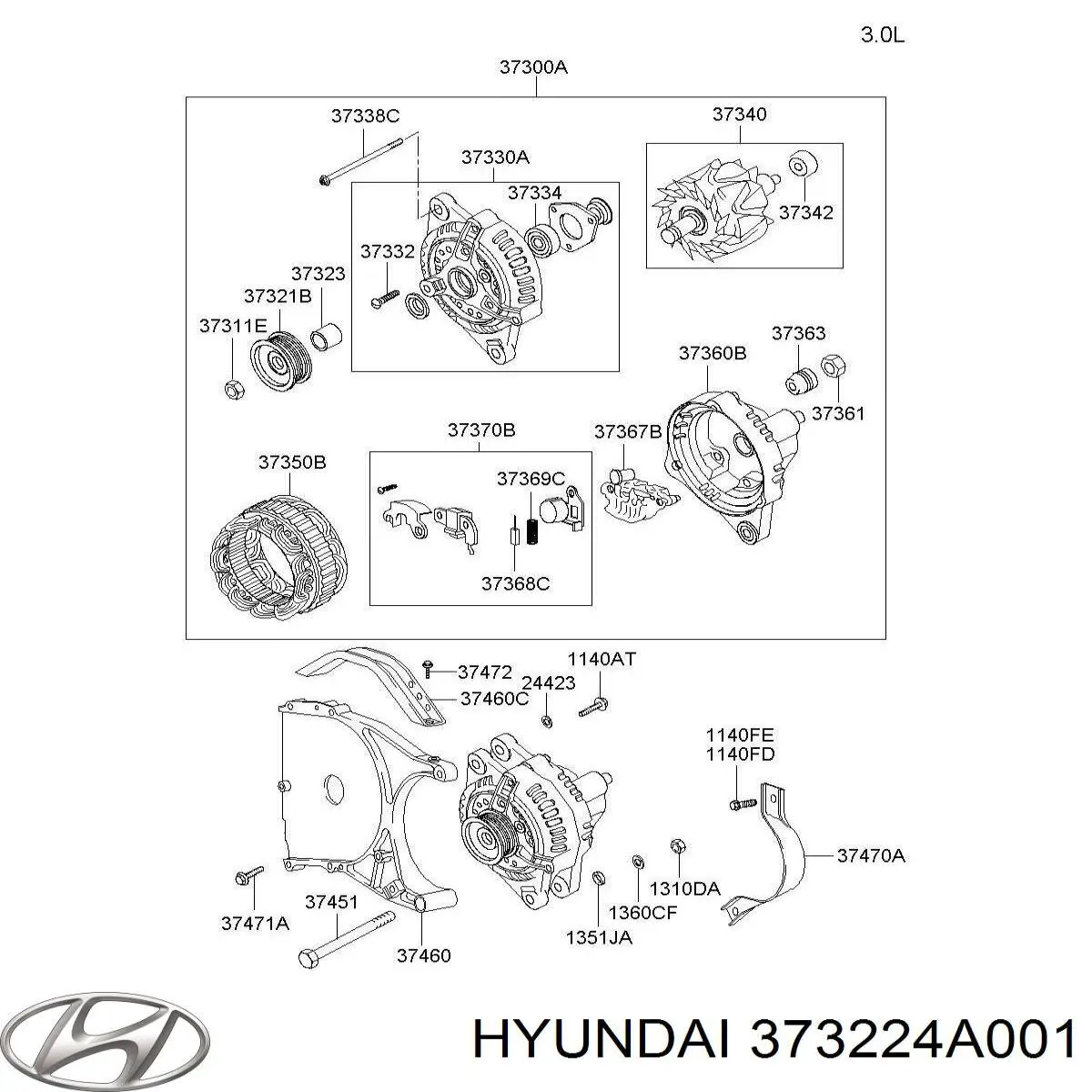 Polea de alternador Hyundai/Kia 373224A001