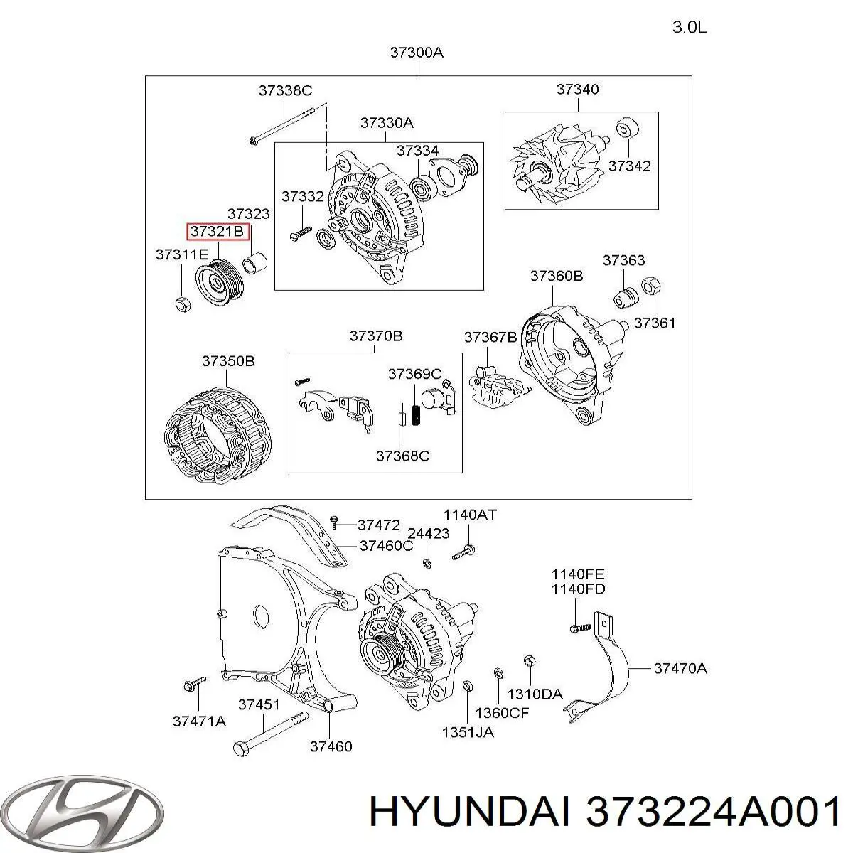 Comprar 373224A001 Hyundai/Kia Rueda libre del alternador