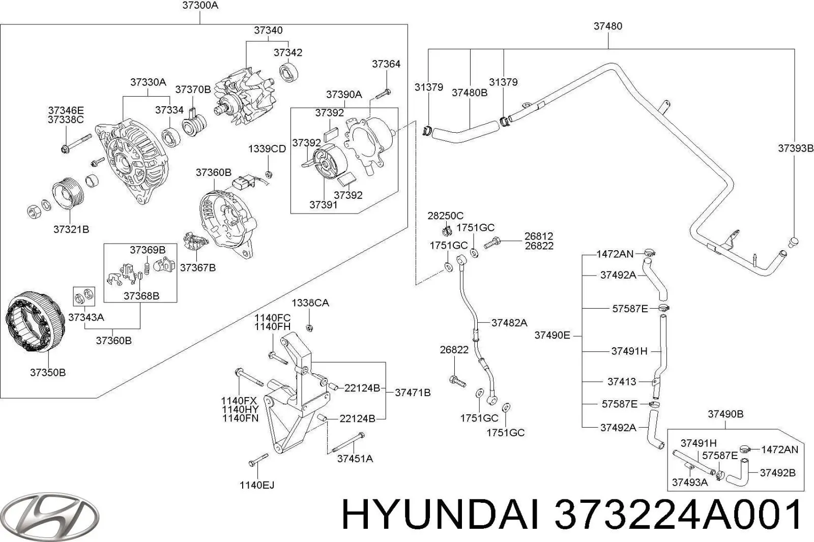 Polea alternador 373224A001 Hyundai/Kia