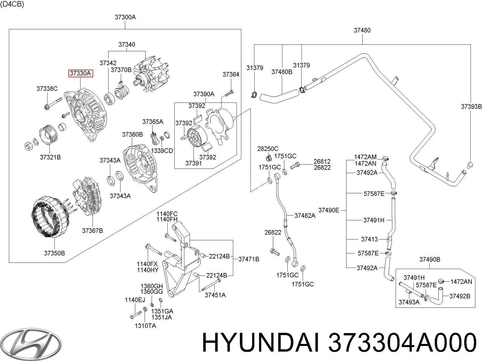 Alternador del motor Hyundai/Kia 373304A000 precio, desde  
