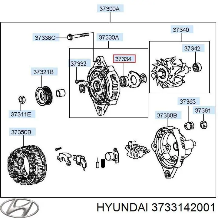 3733142001 Hyundai/Kia cojinete, alternador