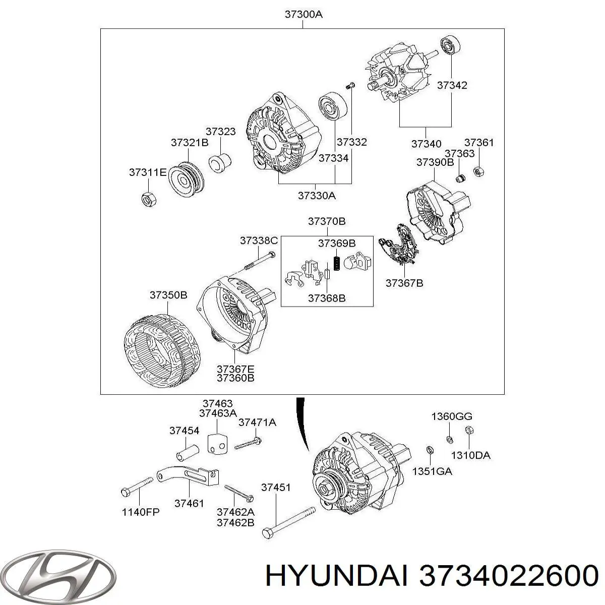 3734022600 Hyundai/Kia rotor, alternador