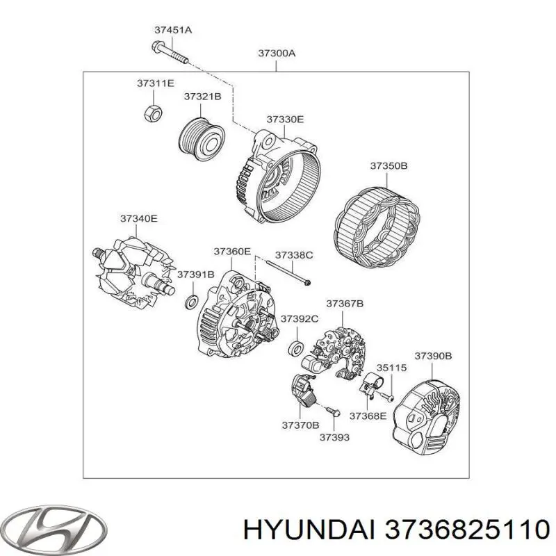 Soporte, escobillas de carbón, alternador para Hyundai Grandeur (TG)
