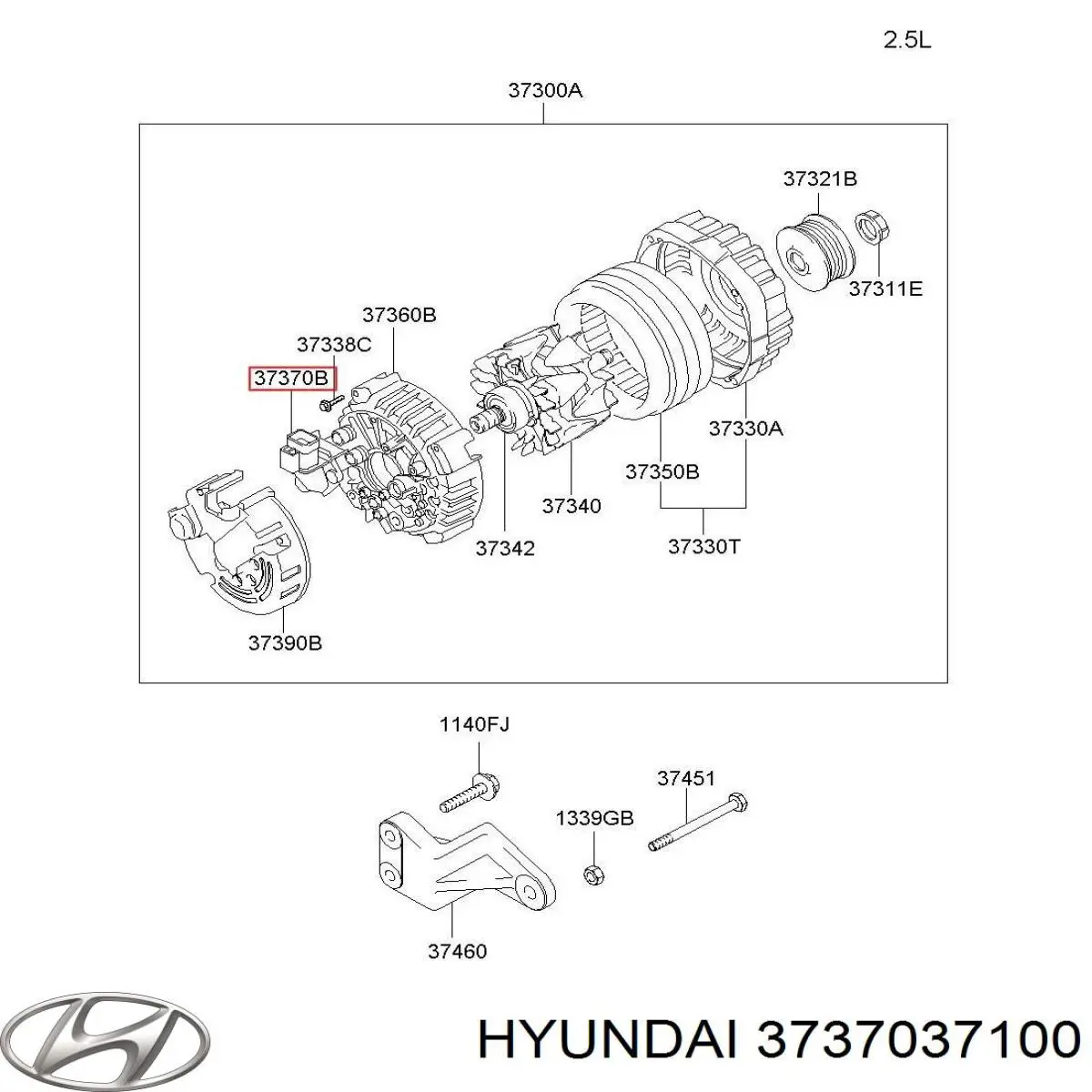 3737037100 Hyundai/Kia alternador