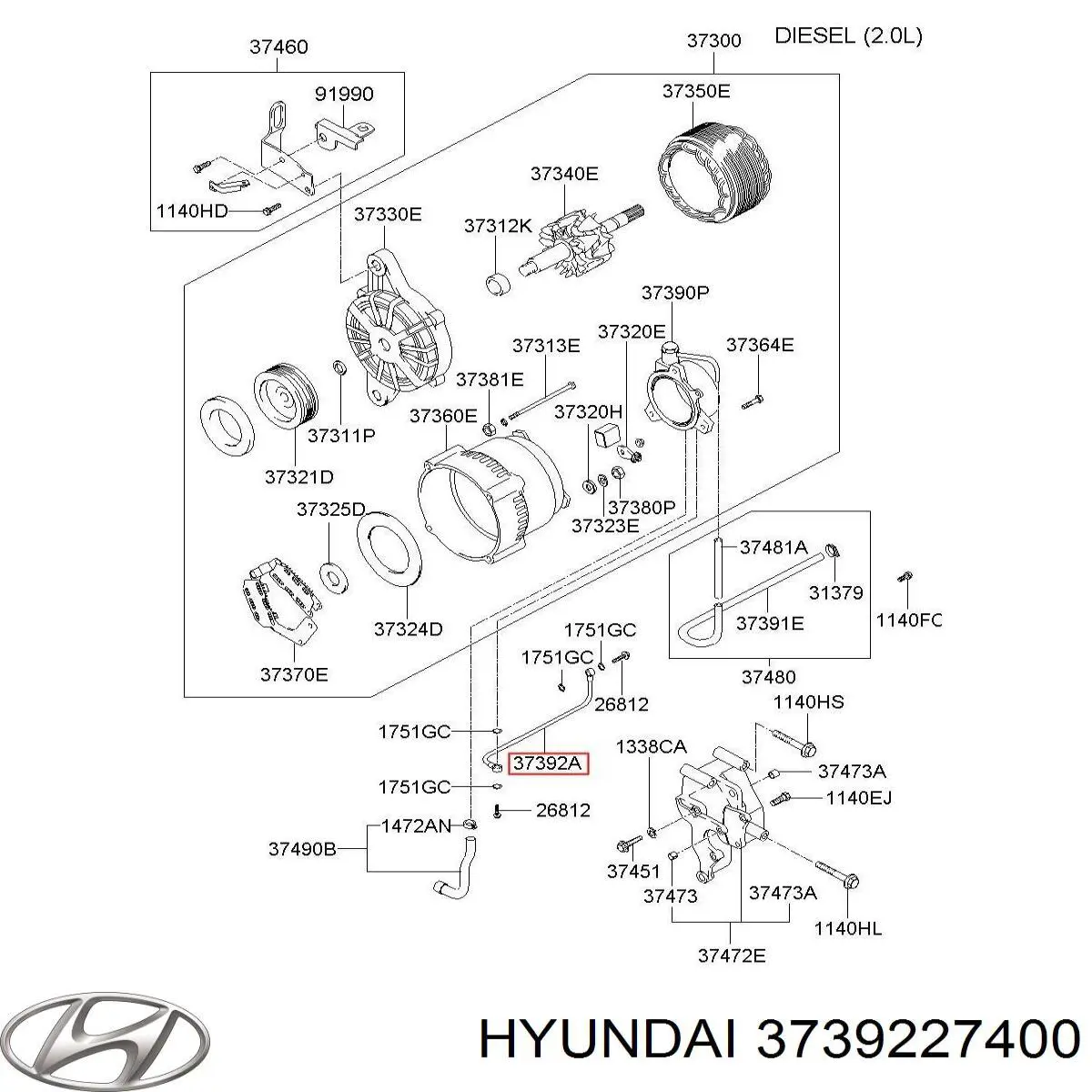 Comprar 3739227400 Hyundai/Kia Tubo de suministro de aceite a la turbina