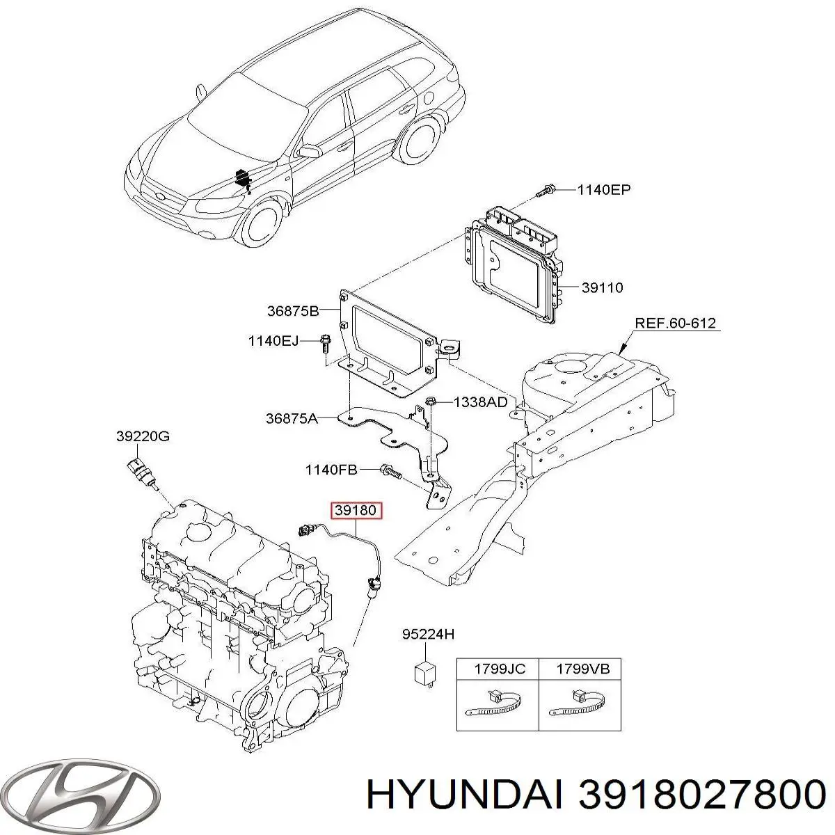 Sensor de cigüeñal 3918027800 Hyundai/Kia