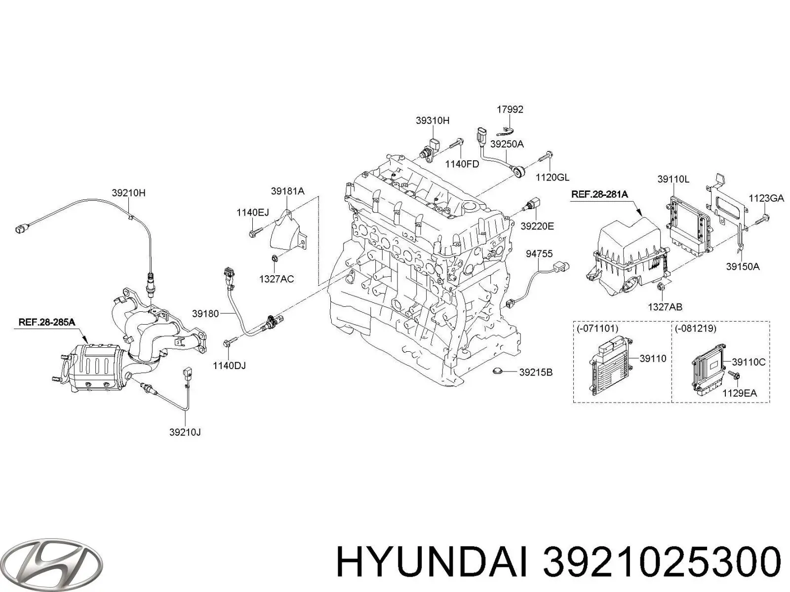 Sensor de oxígeno previo al catalizador Hyundai/Kia 3921025300
