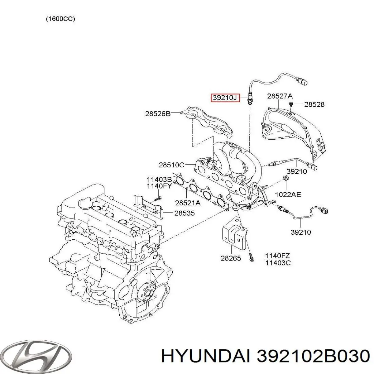 Sensor de oxígeno Hyundai/Kia 392102B030
