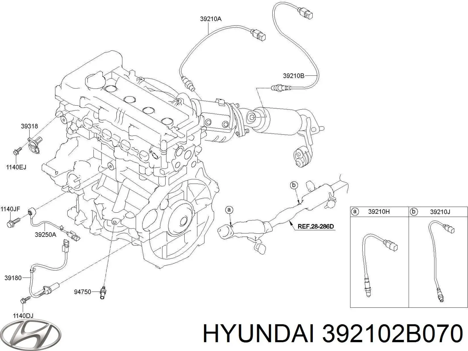 Sonda lambda post catalizador Hyundai/Kia 392102B070