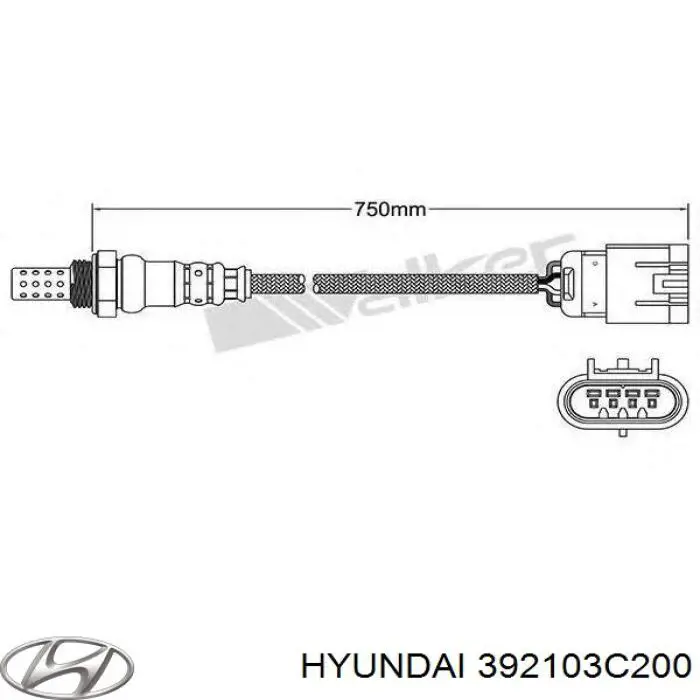 392103C200 Hyundai/Kia sonda lambda, sensor de oxígeno despues del catalizador derecho