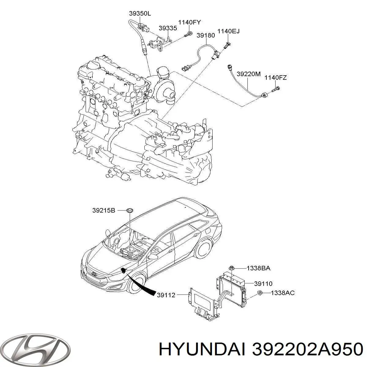 392202A950 Hyundai/Kia sensor de temperatura, gas de escape, antes de turbina