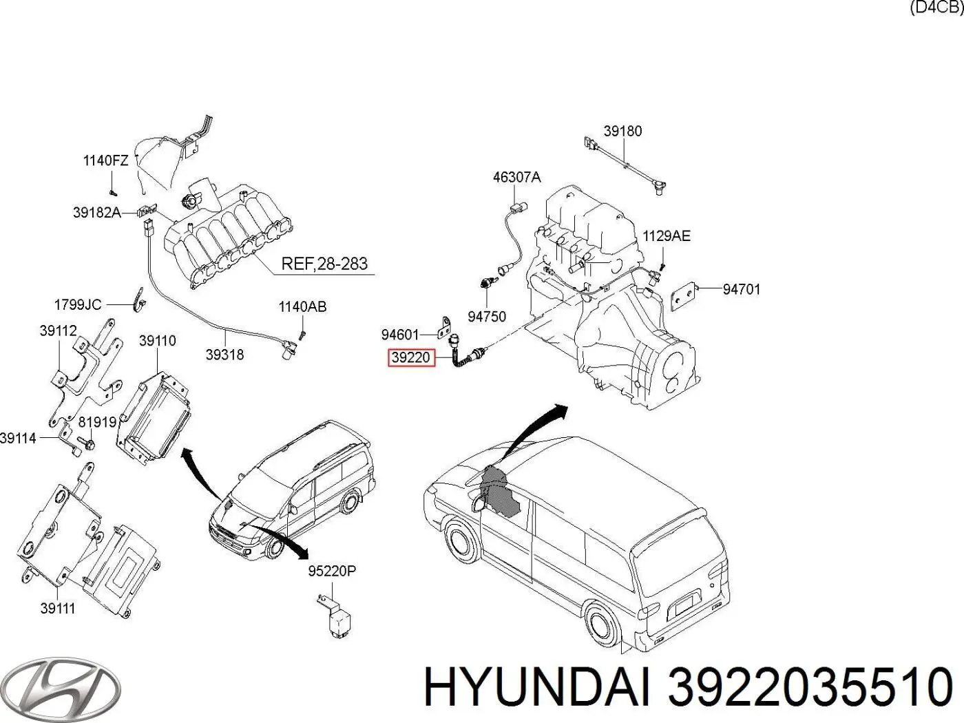 Sensor de temperatura 3922035510 Hyundai/Kia
