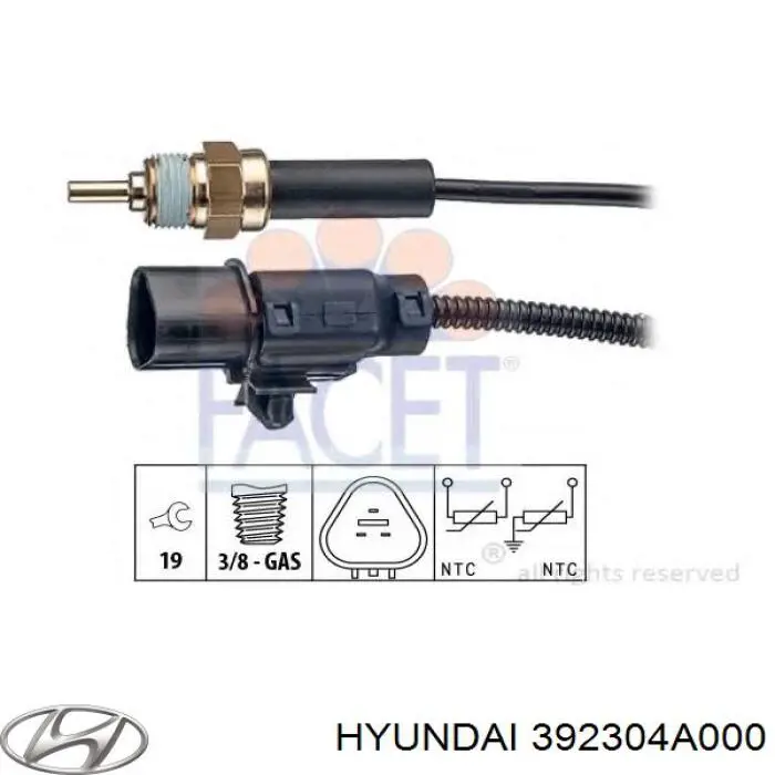 Sensor, temperatura del refrigerante (encendido el ventilador del radiador) Hyundai H-1 STAREX