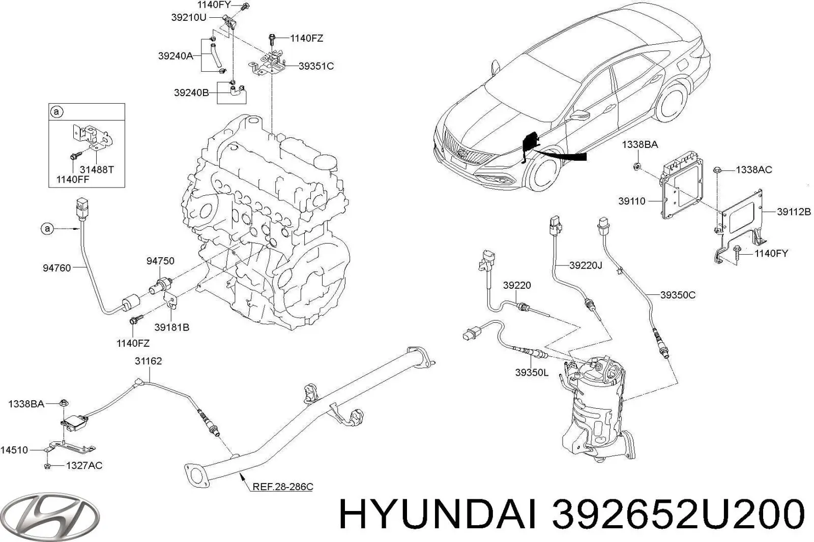 392652U200 Hyundai/Kia Sensor de óxidos de nitrógeno NOx