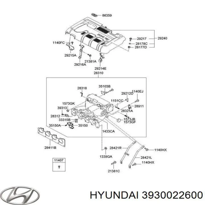 Sensor de presión del colector de admisión 3930022600 Hyundai/Kia
