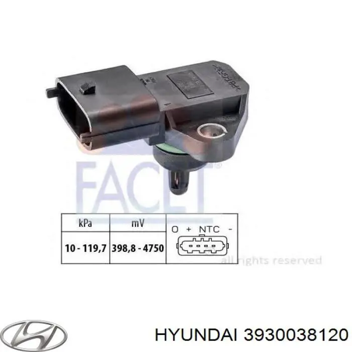 3930038120 Hyundai/Kia sensor de presion del colector de admision