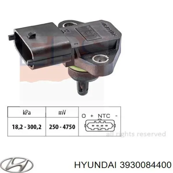 Sensor de presión de sobrealimentación Hyundai/Kia 3930084400