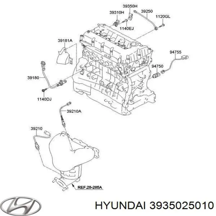 Sensor de posición del árbol de levas Hyundai Santa Fe 3 DM