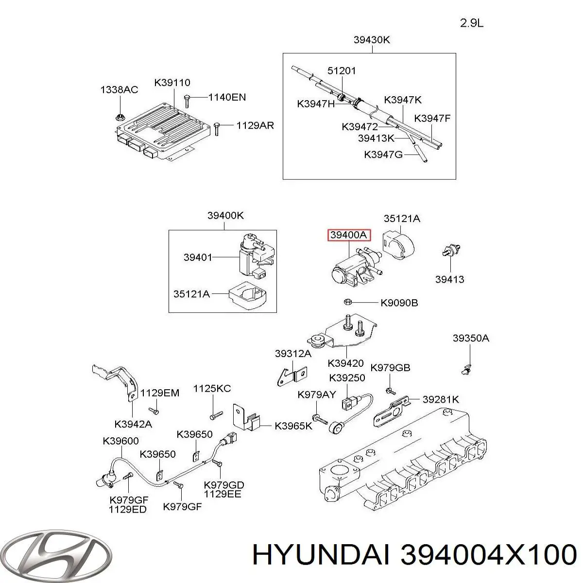 394004X100 Hyundai/Kia transmisor de presion de carga (solenoide)