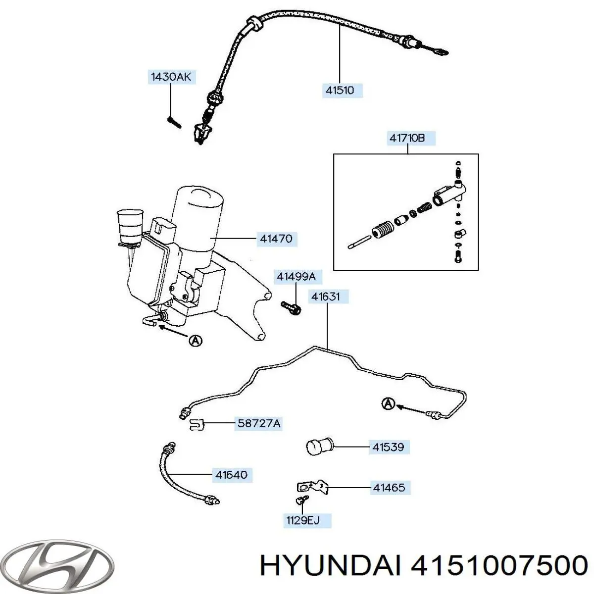 4151007500 Hyundai/Kia cable de embrague