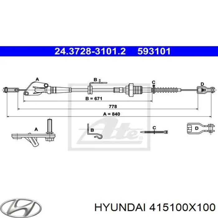 Comprar 415100X100 Hyundai/Kia Cable de embrague