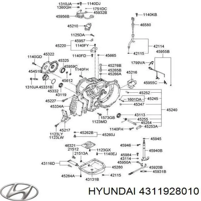 Anillo retén de semieje, eje delantero, derecho para Hyundai Accent (MC)