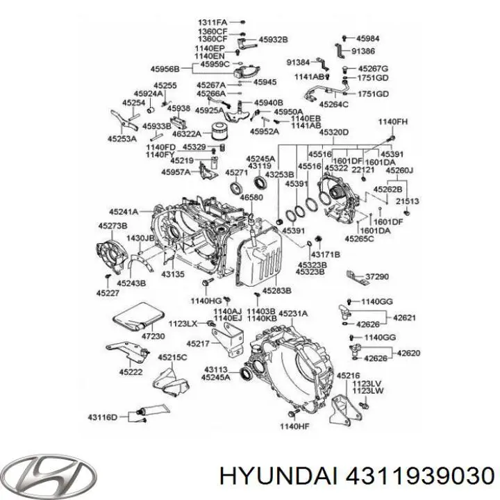 Retén del semieje delantero 4311939030 Hyundai/Kia