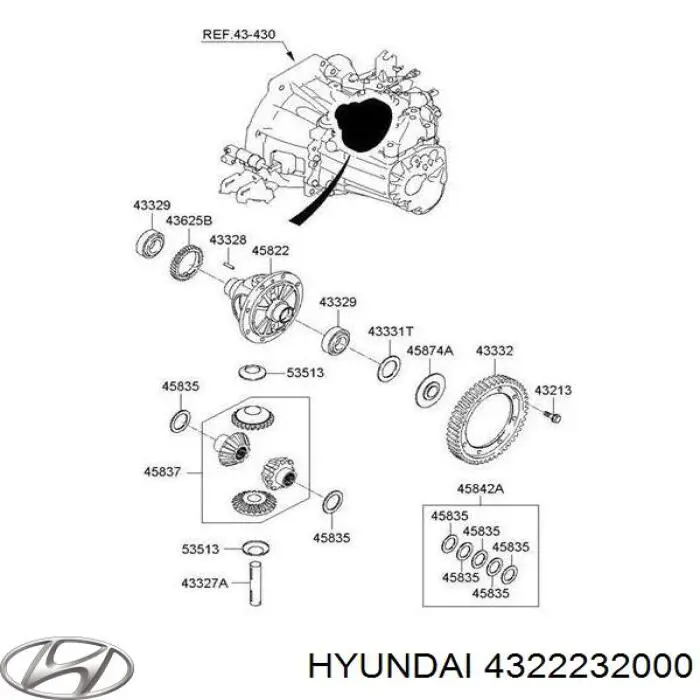 Comprar 4322232000 Hyundai/Kia Cojinete, caja de cambios