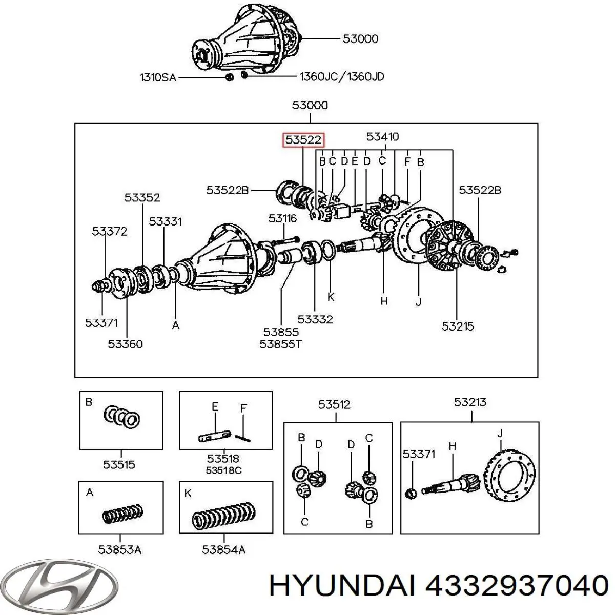 4332937040 Hyundai/Kia cojinete de diferencial, eje delantero