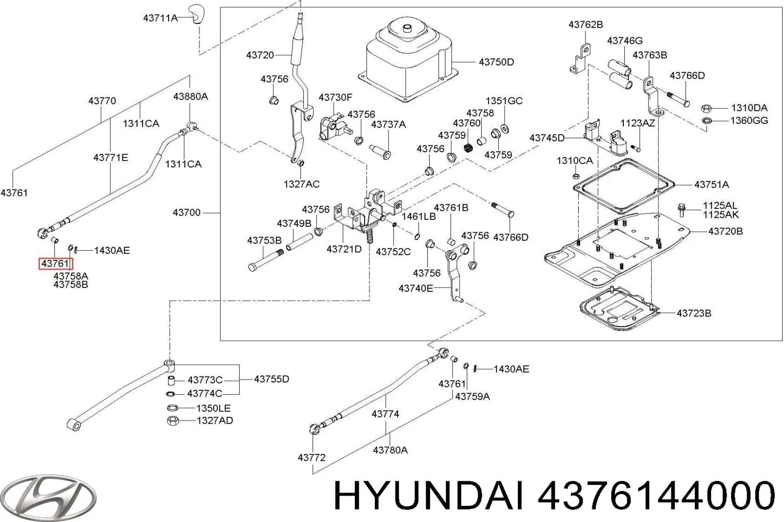 4376144000 Hyundai/Kia manguito de cambio de marcha (palanca selectora)