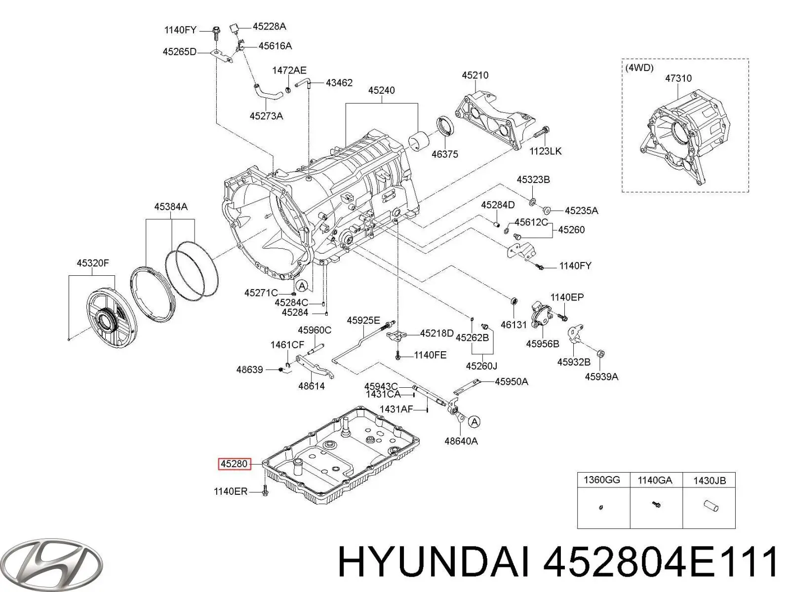 452804E111 Hyundai/Kia filtro hidráulico, transmisión automática