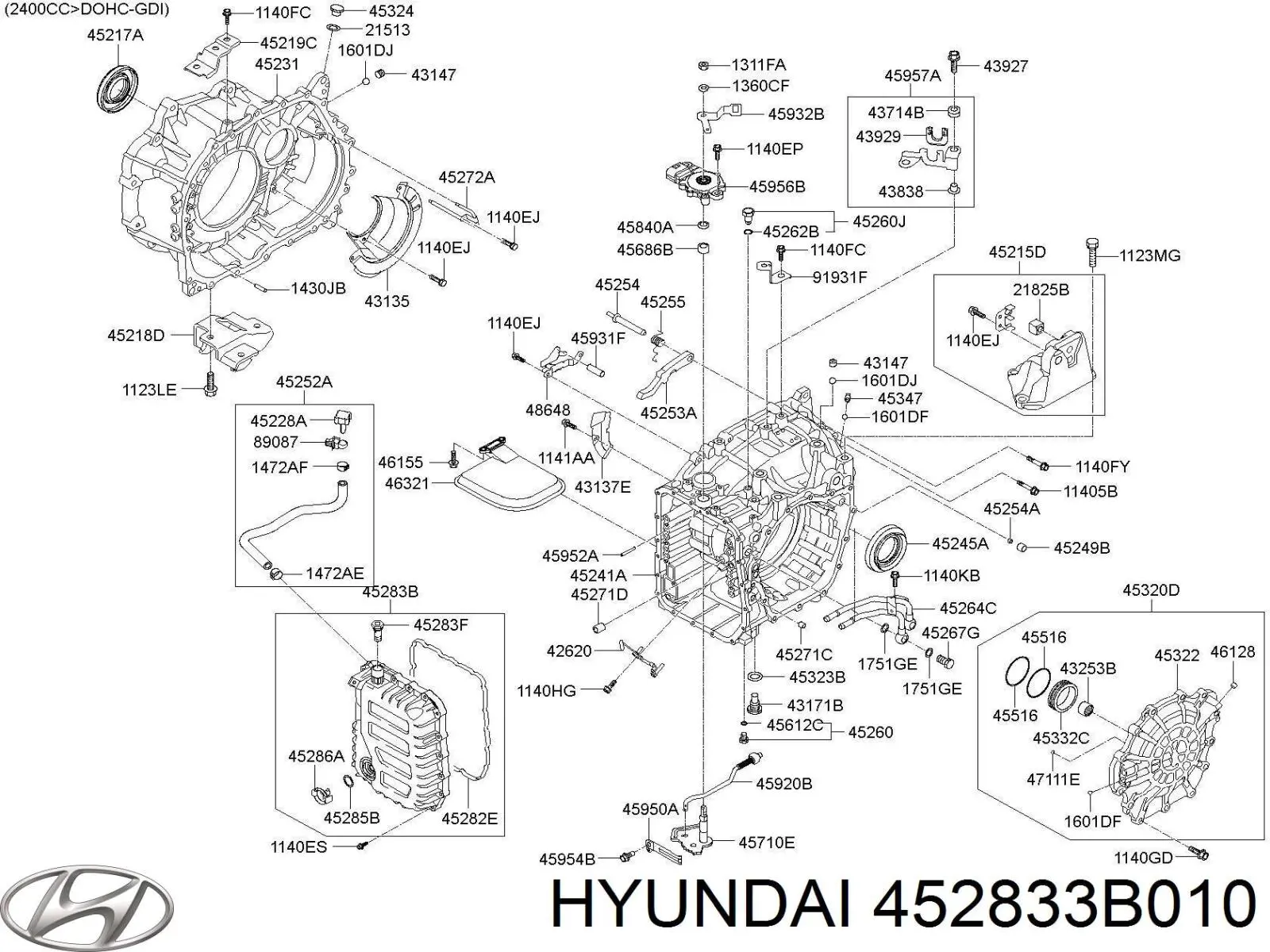 452833B010 Hyundai/Kia junta, cárter de aceite, caja de cambios