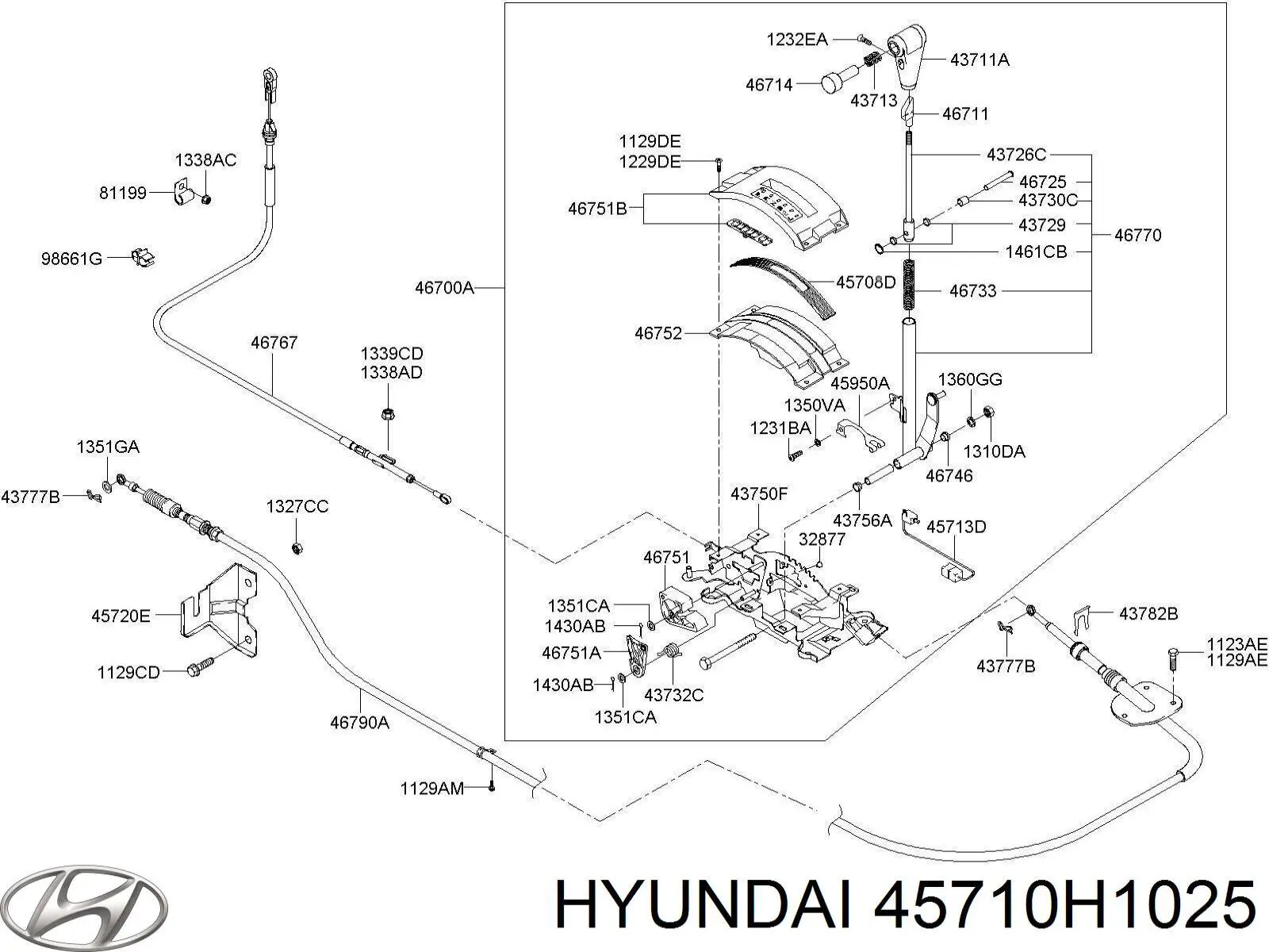 Cable de caja de cambios para Hyundai Terracan (HP)