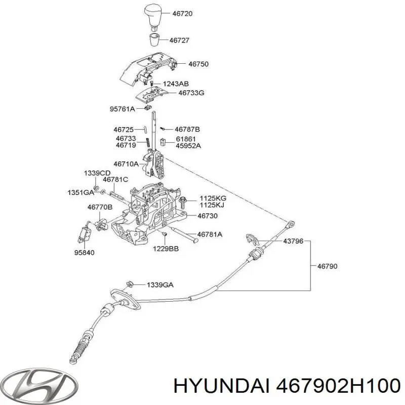 Cable de accionamiento, caja de cambios (selección de marcha) Hyundai/Kia 467902H100 precio, desde  EUR