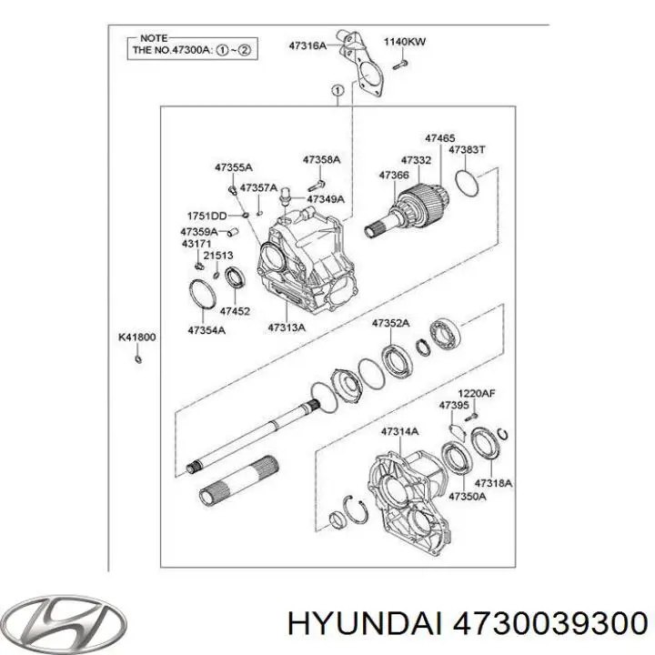 4730039300 Hyundai/Kia caja de transferencia