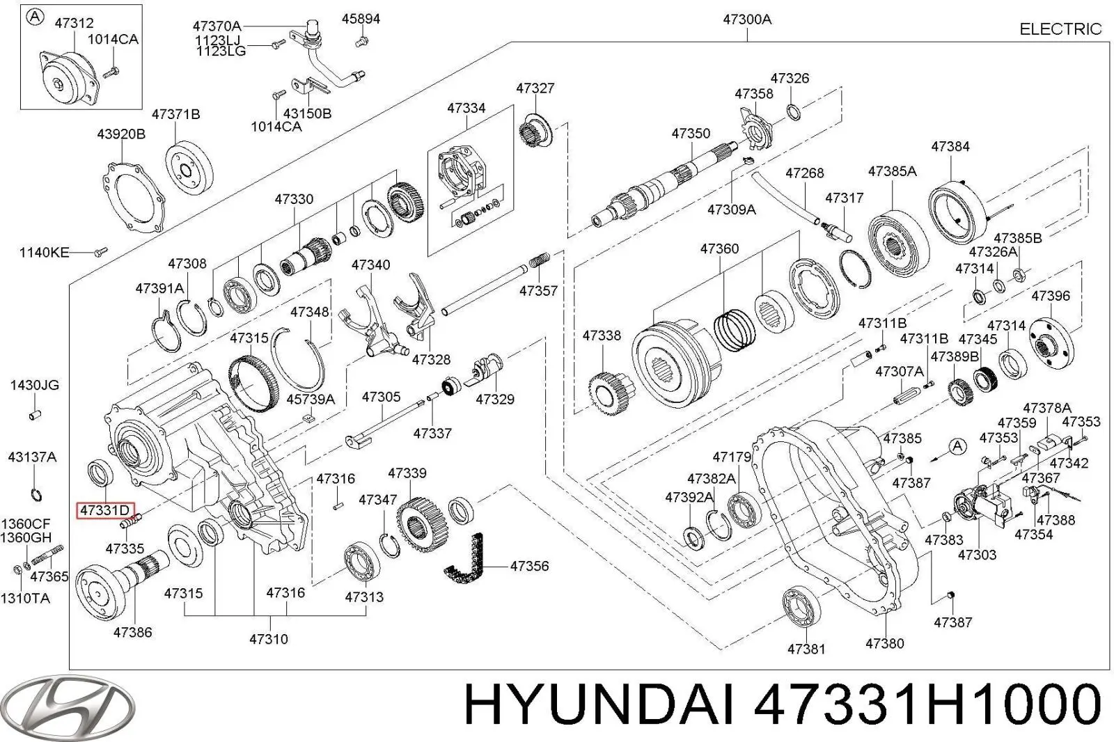 47331H1000 Hyundai/Kia sello de aceite de transmision, eje central