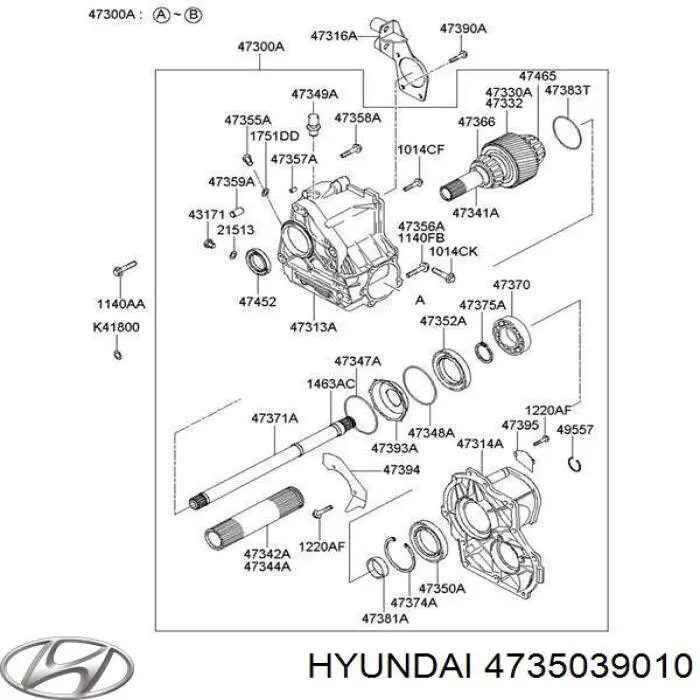Anillo retén de semieje, eje delantero, derecho para Hyundai Santa Fe (SM)
