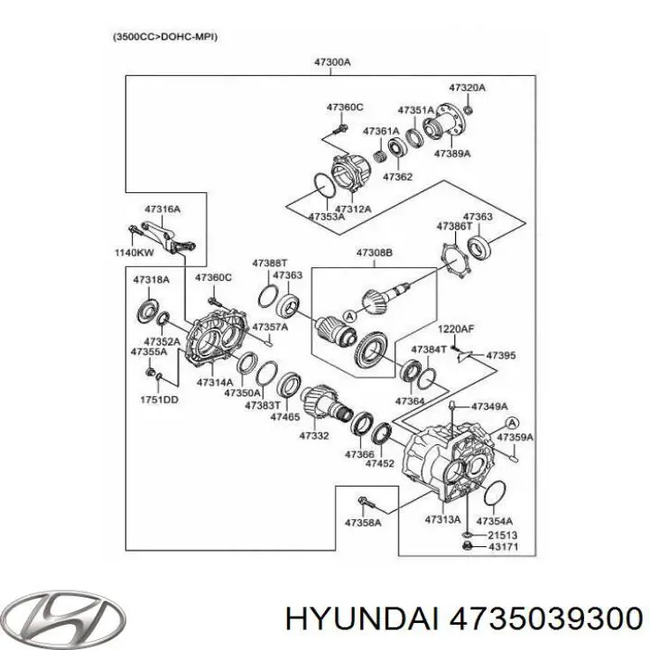 Anillo Reten Engranaje Distribuidor para Hyundai Santa Fe (CM)