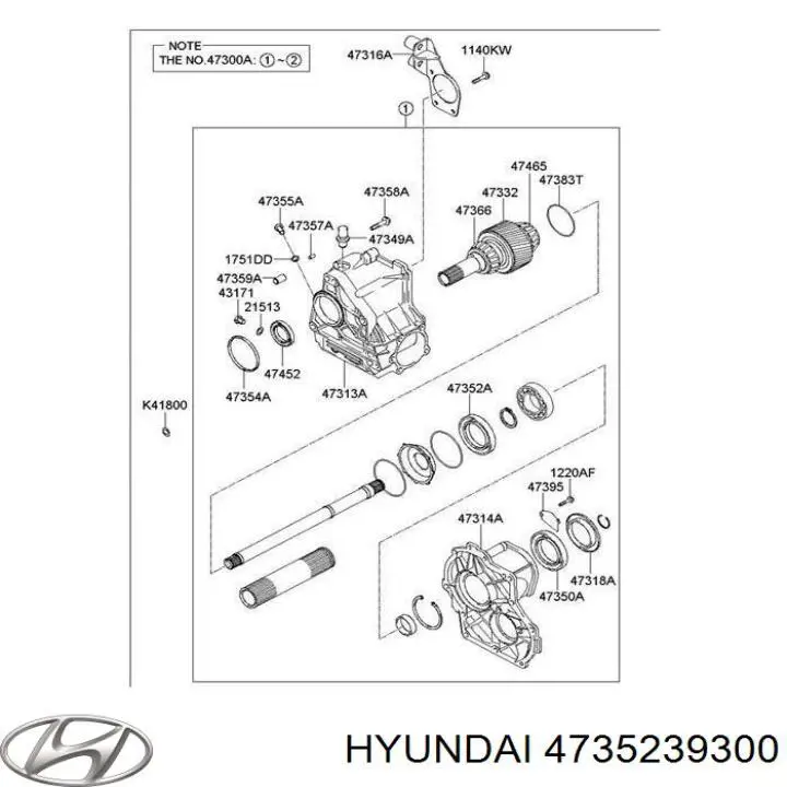 Anillo retén, diferencial eje delantero para Hyundai Tucson (TM)