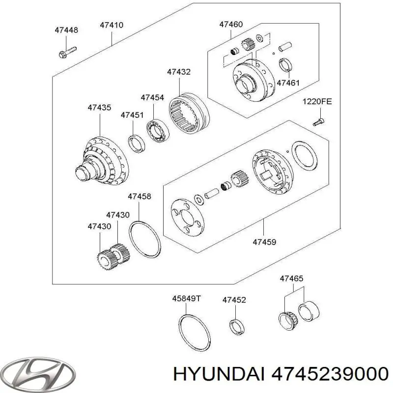 Retén del semieje delantero derecho Hyundai/Kia 4745239000