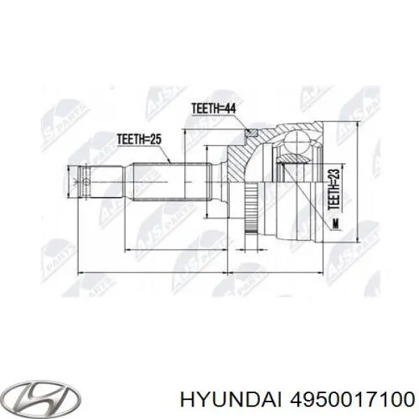4950017100 Hyundai/Kia árbol de transmisión trasero izquierdo