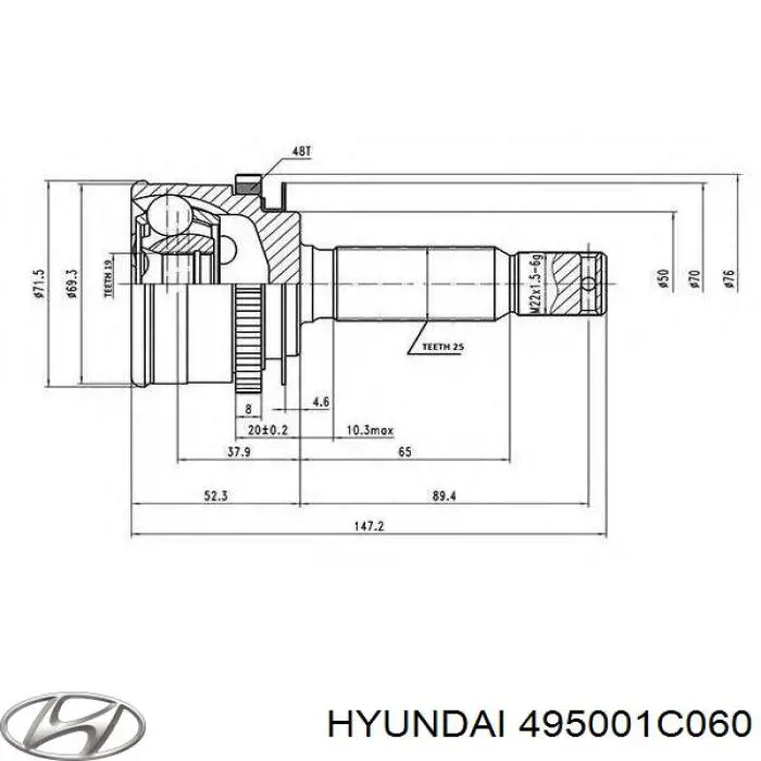 495001C060 Hyundai/Kia árbol de transmisión delantero derecho