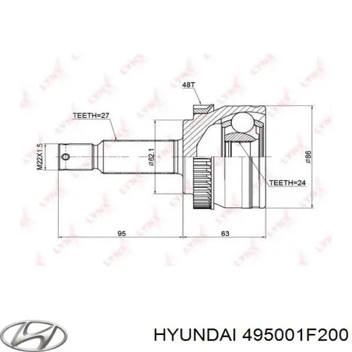Semieje delantero derecho Hyundai/Kia 495001F200 precio, desde 103,09 EUR