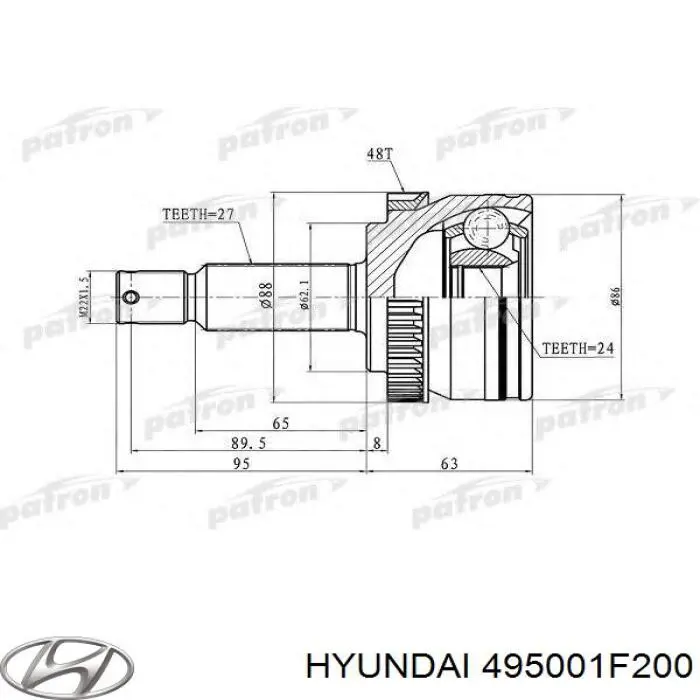 Comprar 495001F200 Hyundai/Kia Semieje delantero derecho