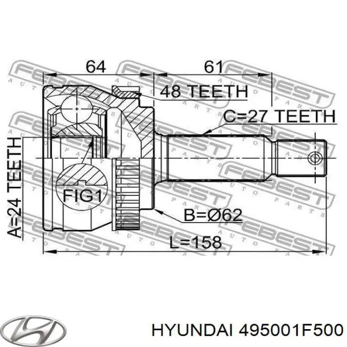 Comprar 495001F500 Hyundai/Kia Semieje delantero derecho