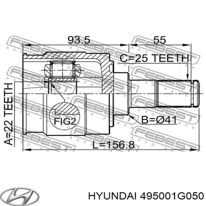 495001G050 Hyundai/Kia árbol de transmisión delantero derecho