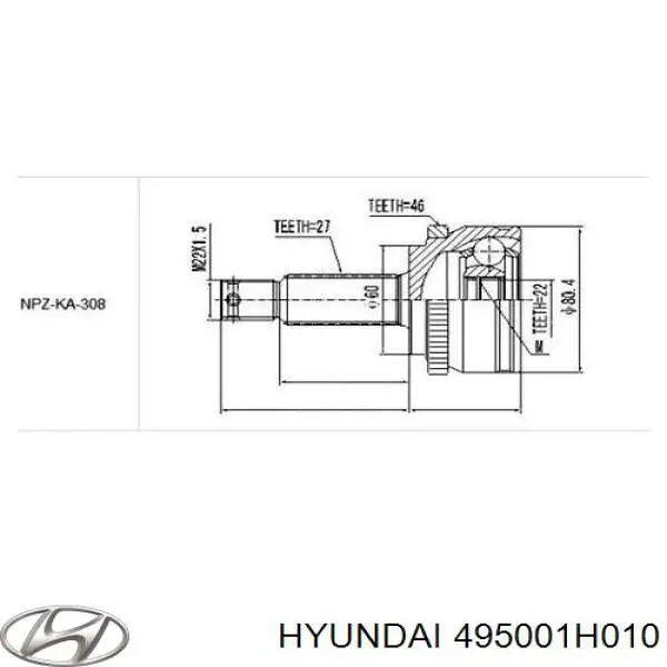 495001H010 China árbol de transmisión delantero derecho