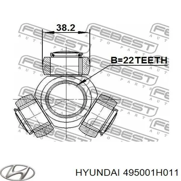 Semieje delantero derecho 495001H011 Hyundai/Kia